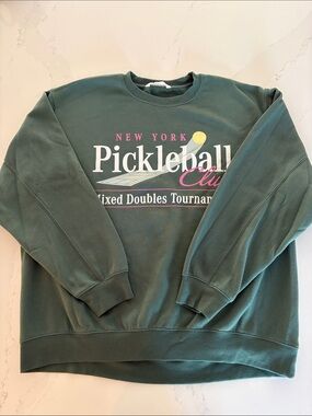 Bluenotes Green Pickleball Club Graphic Crewneck Size Large